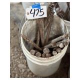 Bucket of approx 21 Concrete Stakes