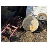 Misc. Lot - Wheelbarrow, 2 Wheeled Cart, Etc.
