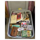 Plastic Tote Full of Assorted Books, VHS and TVï¿½s