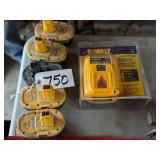 (5) DeWalt 18V Batteries & DeWalt 7.2V-18V Charger