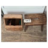 Antique Shoe Shine with Bench & Contents