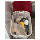 Plastic Tote with Lid and Contents