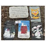 Decorative Stepping Stones and Painted Slate