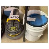 Stanley ShopVac and a Metal and Plastic Bin