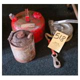 winch and 2 fuel cans