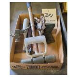 old lathe attachments and linoleum tool