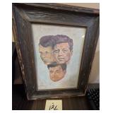 Rare Kennedy Brothers Framed Art signed  FOUT 1969