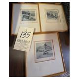 3 signed Paul Sollmann Etchings