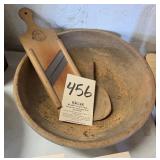 Early wooden bowl, ladle and more