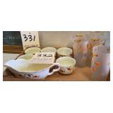 Autumn Leaf Glasses and Hall bowls and pitcher