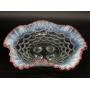 Opalescent Beaded Draped Pattern Footed Bowl with