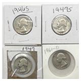 (4) 1946-60 Washington Quarters