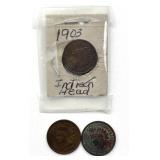 (3) 1903 Indian Head Cents