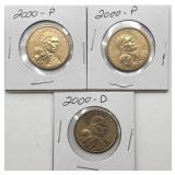 (3) Sacagawea Dollars : 2000-D&P