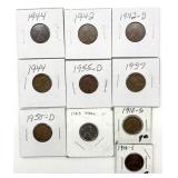 (10) 1910-1955 Wheat Cents
