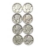 (8) 1941-1945 Mercury Dimes
