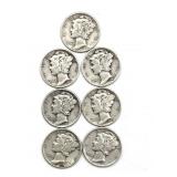 (7) 1942-1945 Mercury Dimes
