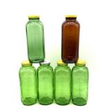 Vintage Green and Amber Glass Juice/Water