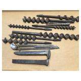Auger Bits, Western Knife (no grip), and Railroad