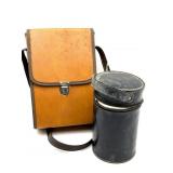 Vintage Travel Flasks in Cases 9.5" tall and