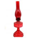 Red Coated Glass Oil Lamp 20"
