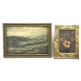 Dried and Faux Flowers in Vintage Metal Frame