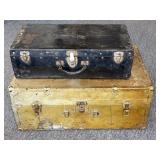 Vintage Metal Trunk and Vintage Metal Suitcase