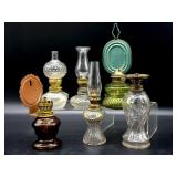 Miniature Glass Oil Lamps 7.75" Tall and Smaller
