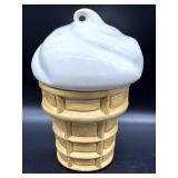 Ice Cream Cone Ceramic Cookie Jar 12"- crazing