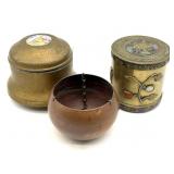 Brass Lidded Box with Stones and Enamel, Vintage