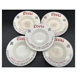(5) Vintage Coors Ceramic Ashtrays 6"- crazing