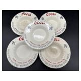 (5) Coors Ceramic Ashtrays 6"- crazing and