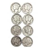 (8) 1944 Mercury Dimes