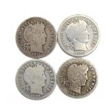 (4) Barber Dimes : 1911-D, 1916, 1908-O, and 1905