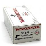 (50) Rnds 38 SPL +P, Winchester 125 Gr JHP