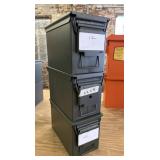 (3) Metal Ammo Cans, Green