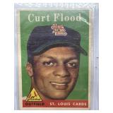 1958 Curtis Flood Topps Baseball Card in Plastic