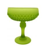 Green Satin Glass Compote 6" x 7.25"- Diamond