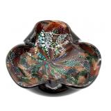 Murano Dark Red, Blues, and Silver Art Glass