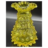 Cadmium Empoli Italian Hobnail Glass Vase 5.5"-