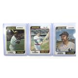 (3) 1974 Topps Baseball Cards in Plastic