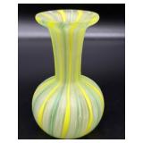 Murano Satin Striped Art Glass Vase 4"