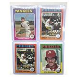 (4) 1975 Topps Baseball Cards in Plastic