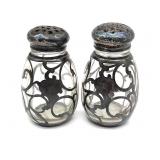 Antique Art Nouveau Silver Overlay Salt & Pepper