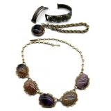 Bracelets and Necklace with Stones- one