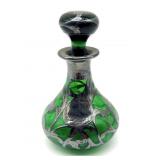 Antique Art Nouveau Green Glass with Silver