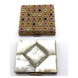 (2) Vintage Jeweled Compacts 3"
