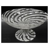 Murano Zanfirico Latticino Art Glass Compote