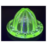 Uranium Glass Juicer 4.25" x 2.5"- chips noted