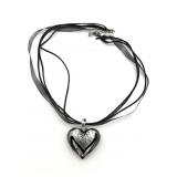Murano Art Glass Heart with Silver Pendant on